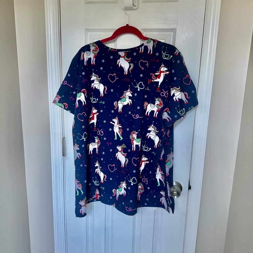 Unicorn Print Scrub Top